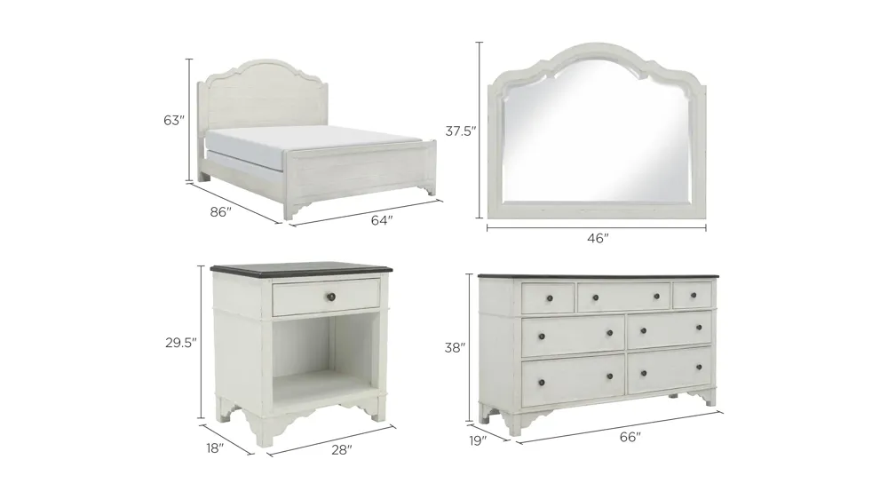 Colette 4-pc. Bedroom Set Dimensions