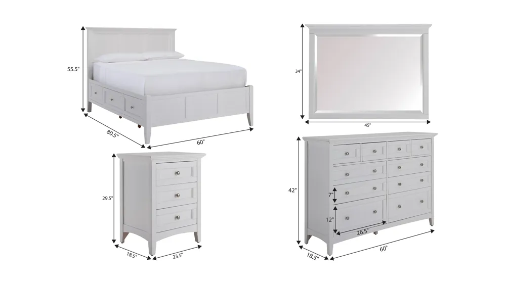 Westlake 4-pc. Bedroom Set w/ Storage Bed Dimensions