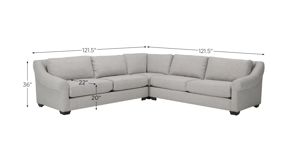 Thatcher 3-pc. Sectional Dimensions