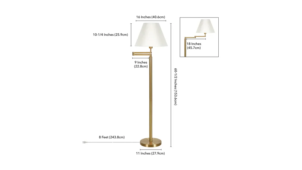 Reiner Swing Arm Floor Lamp Dimensions