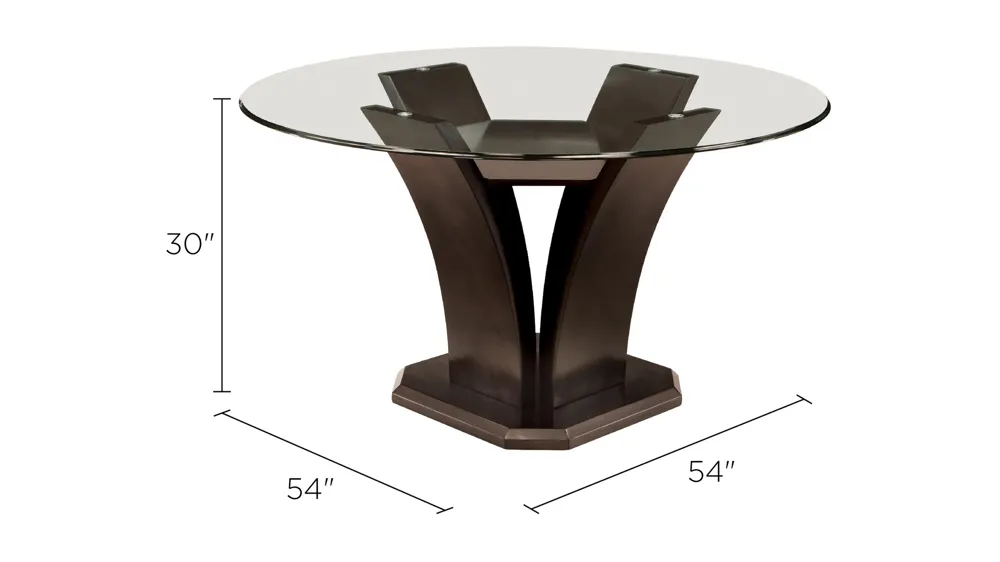 Venice 54" Glass Dining Table Dimensions