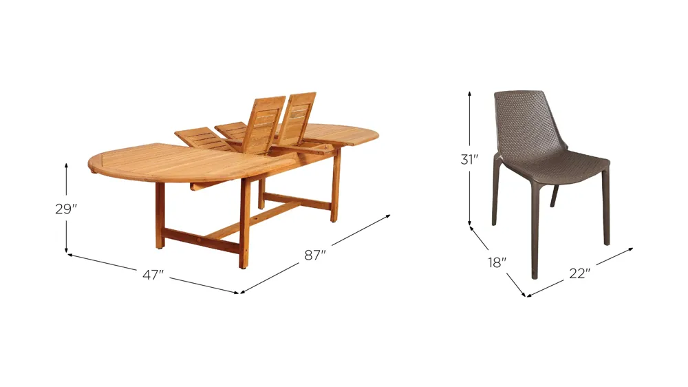Amazonia 11-pc. Outdoor Oval Patio Dining Set Dimensions
