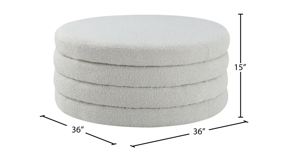 Aphia Boucle Fabric Ottoman/Coffee Table Dimensions