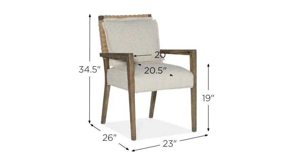 Surfrider Woven Back Arm Chair - Set of 2 Dimensions