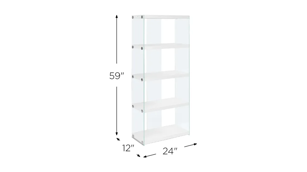 Monarch Tempered Glass 60" Bookcase Dimensions