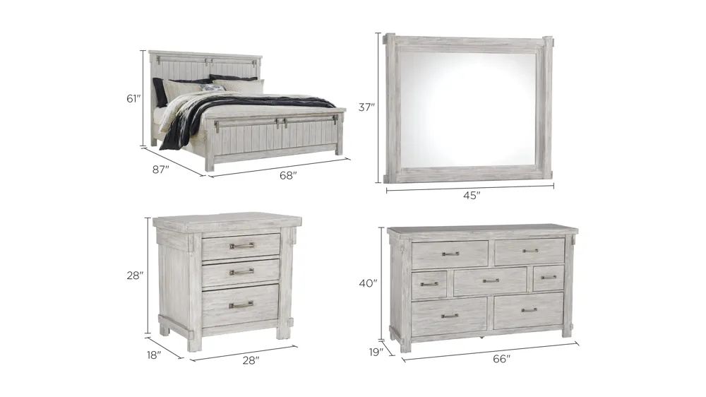 Brashland 4-pc. Bedroom Set Dimensions