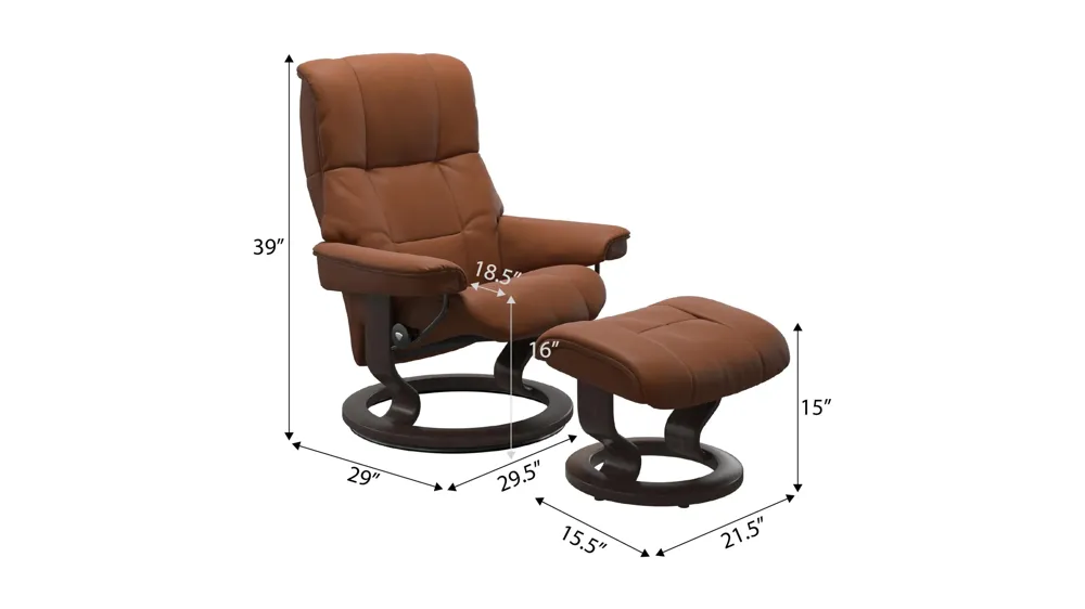 Mayfair Small Classic Chair & Ottoman Dimensions