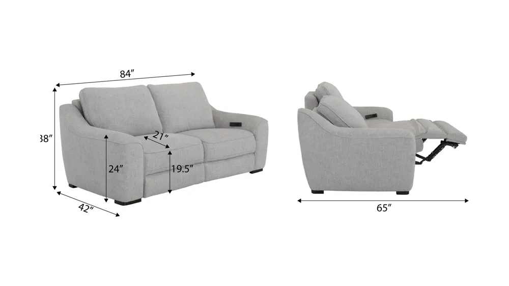 Atlas Dual Power 2-pc. Loveseat Dimensions