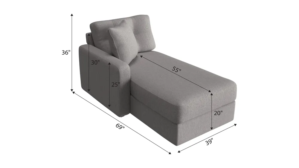 ModularOne Left Arm Facing Chaise Dimensions