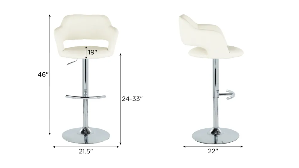 Margarite Adjustable Barstool - Set of 2 Dimensions