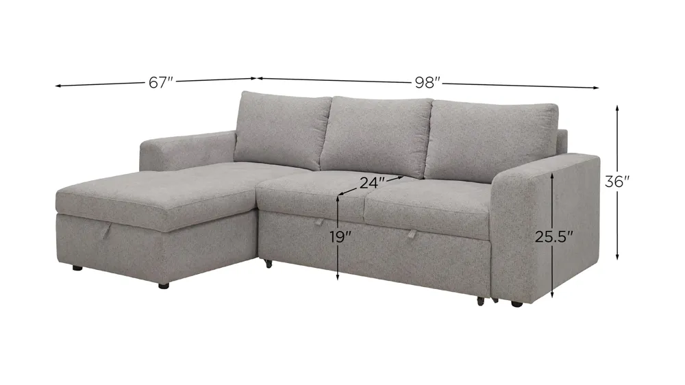 Barry 2-pc. Sofa Chaise w/ Pop-Up Sleeper Dimensions