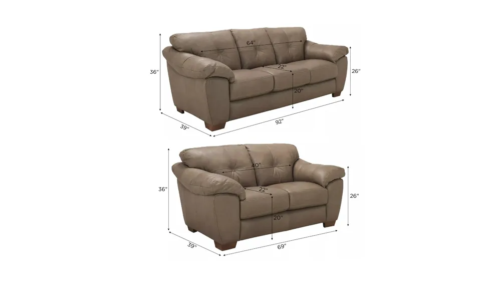 Bosco Living Room Set Dimensions