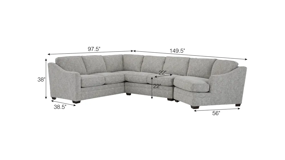 Fairhaven 3-pc. Sectional Dimensions