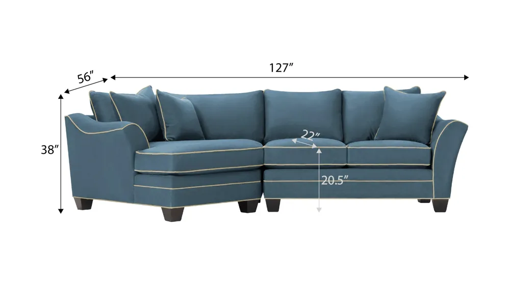Foresthill 2-pc. Left Hand Cuddler Sectional Sofa Dimensions