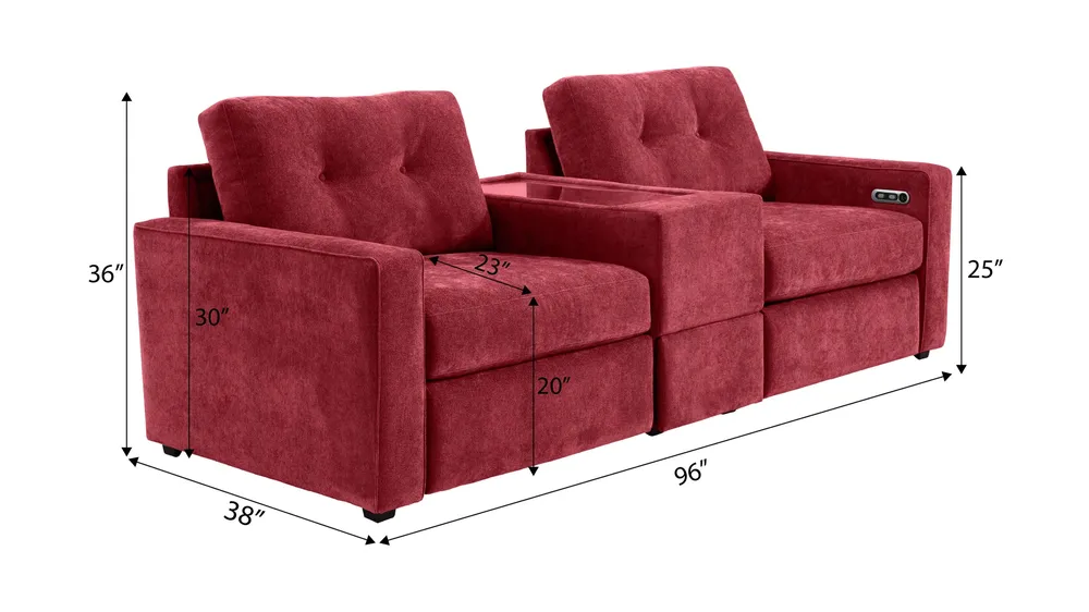 ModularOne 3-pc. Power Console Loveseat Dimensions