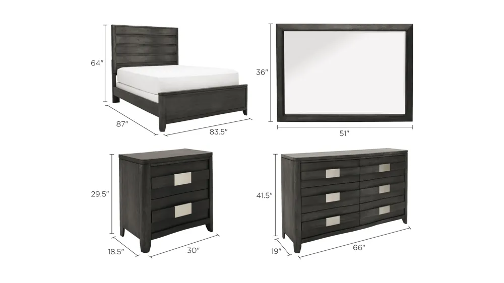 Adir 4-pc. Bedroom Set Dimensions
