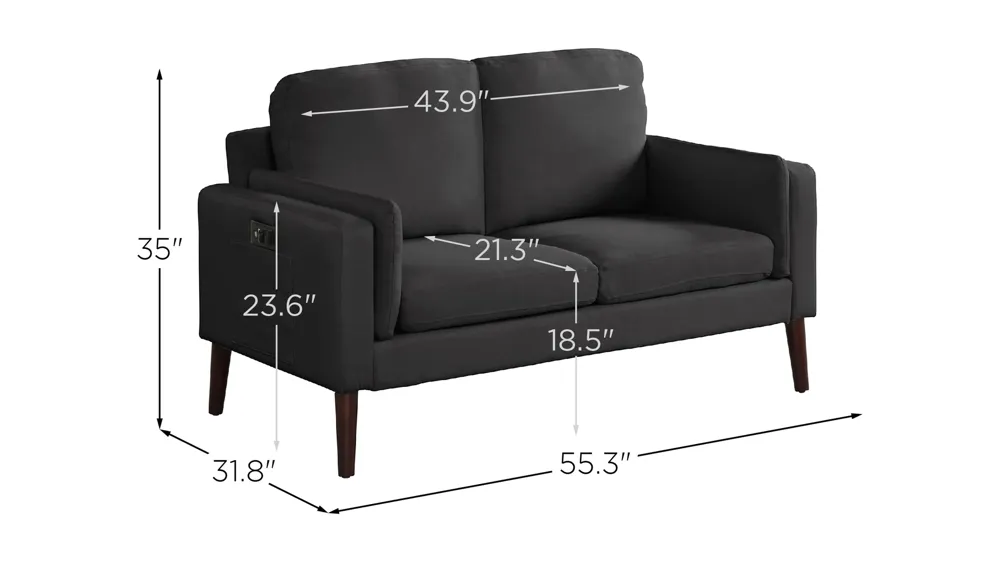 Nashville Loveseat Dimensions