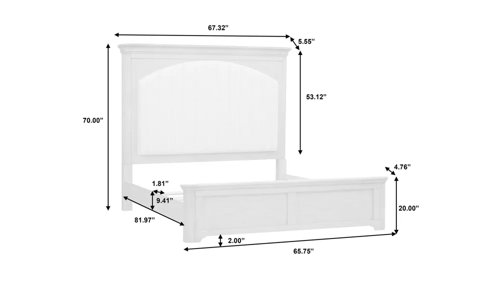 Abbotts Glen Upholstered Bed Dimensions