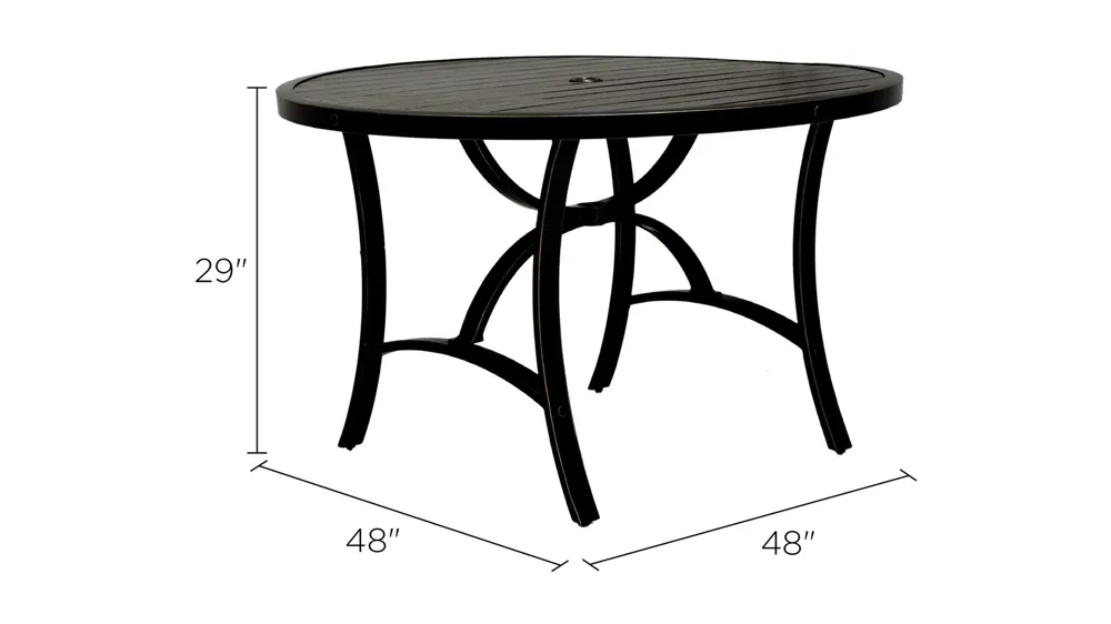 Valencia 48" Round Outdoor Dining Table Dimensions