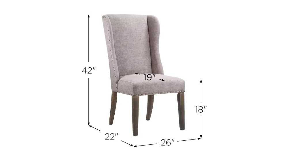 Crossroads Alex Upholstered Wingback Dining Chair (set of 2) Dimensions