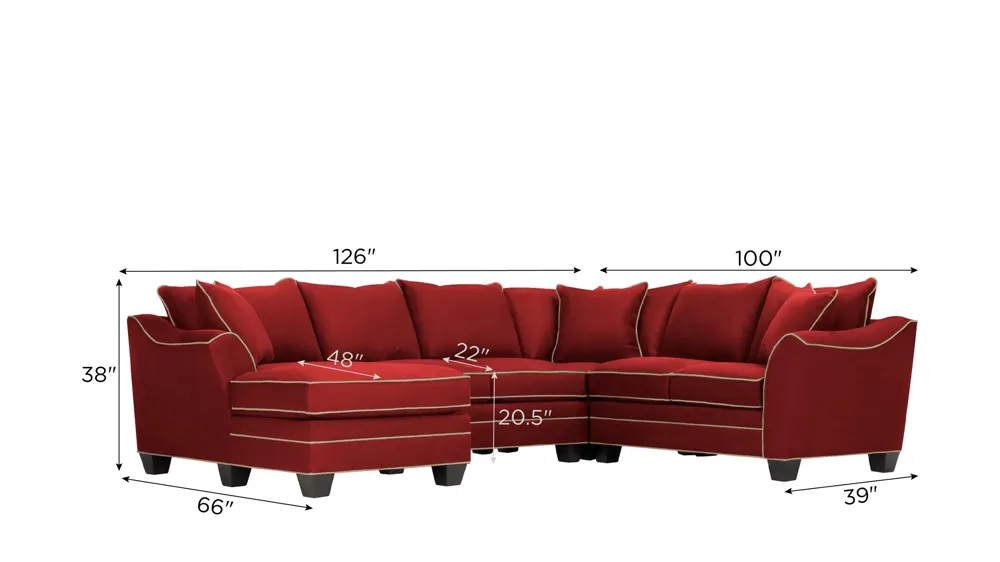 Foresthill 4-pc. Left Hand Chaise Sectional Sofa Dimensions