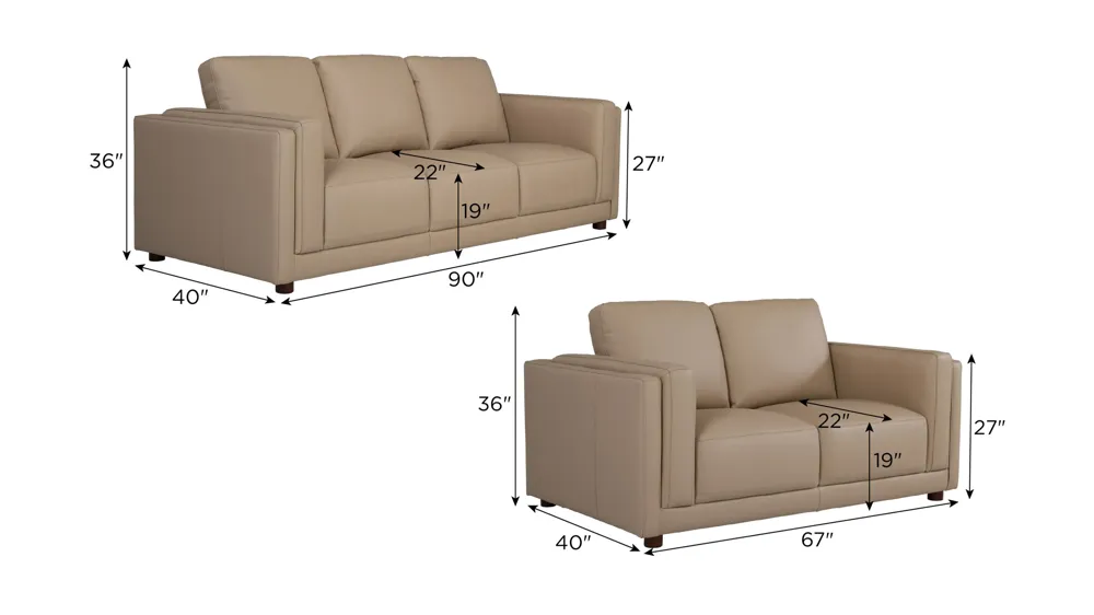 Marni Leather Living Room Set Dimensions