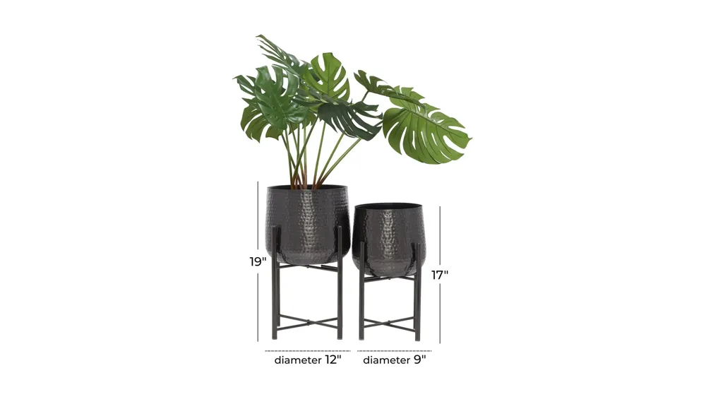 Ivy Collection CosmoLiving by Cosmopolitan Black Metal Planter Set of 2 Dimensions