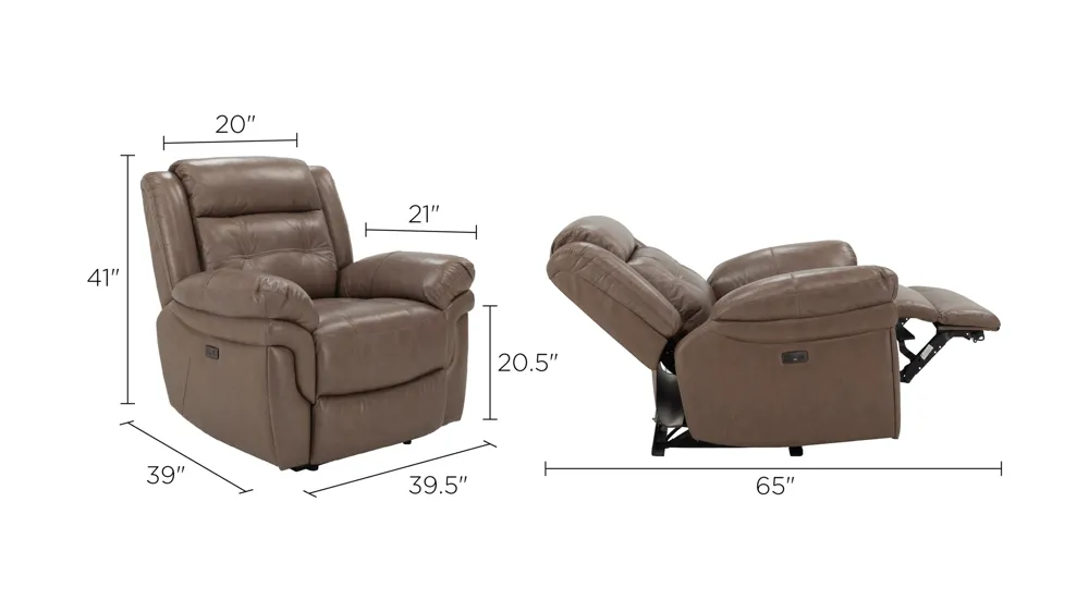 Gorton Leather Power Recliner Dimensions