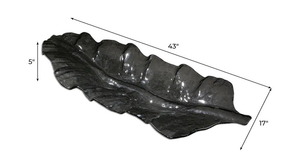 Smoked Leaf Glass Tray Dimensions