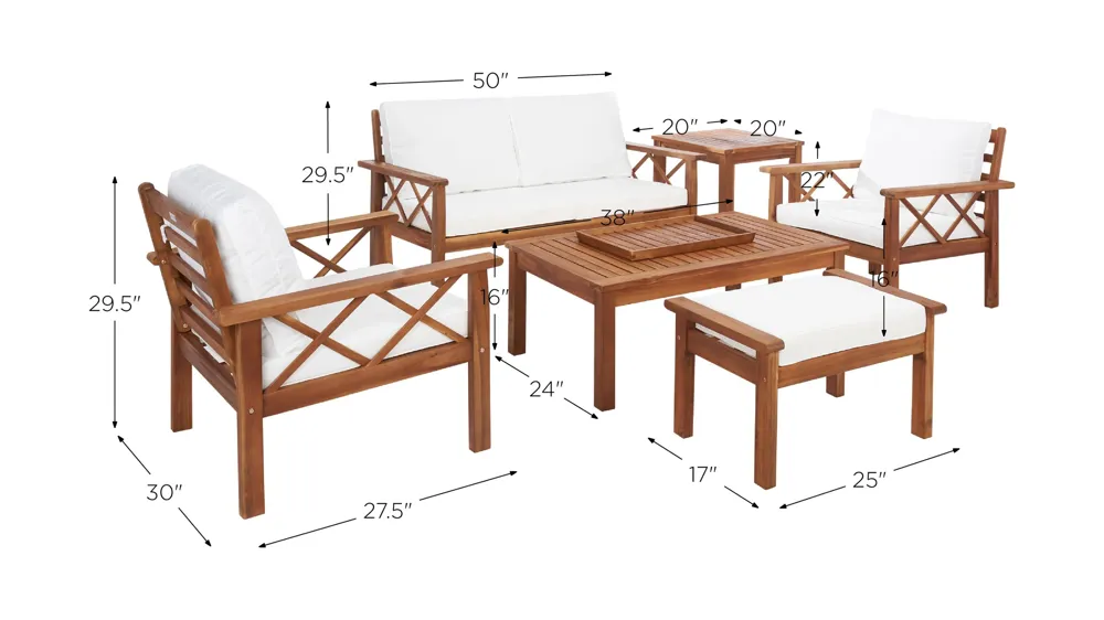 Loanna 6-pc. Patio Set Dimensions