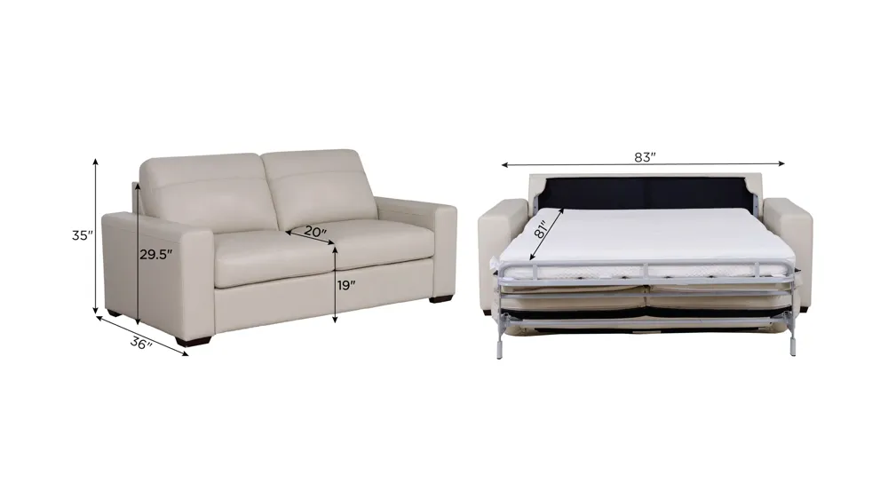 Harley 2-pc. Leather Queen Sleeper Dimensions