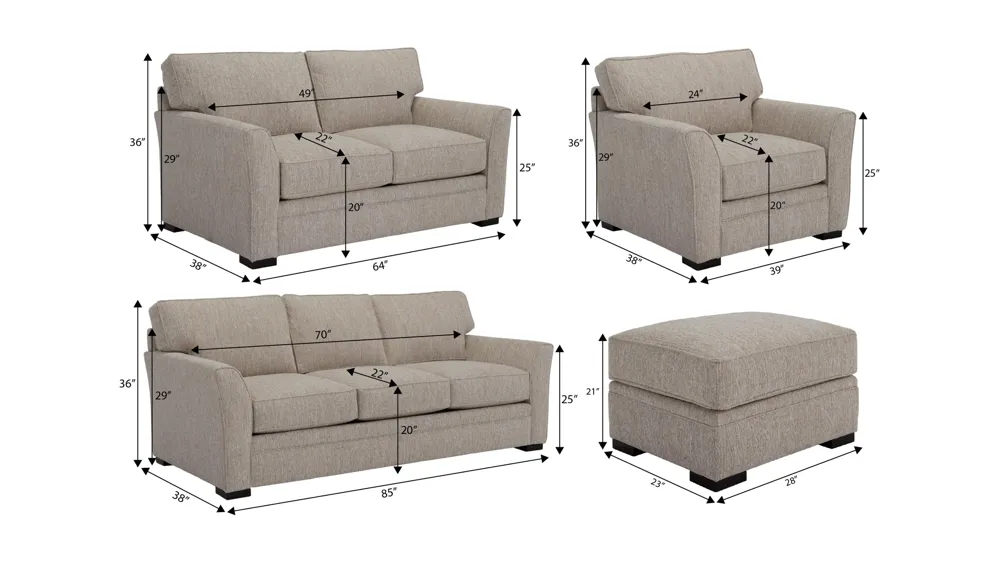 Artemis III 4-pc. Living Room Dimensions