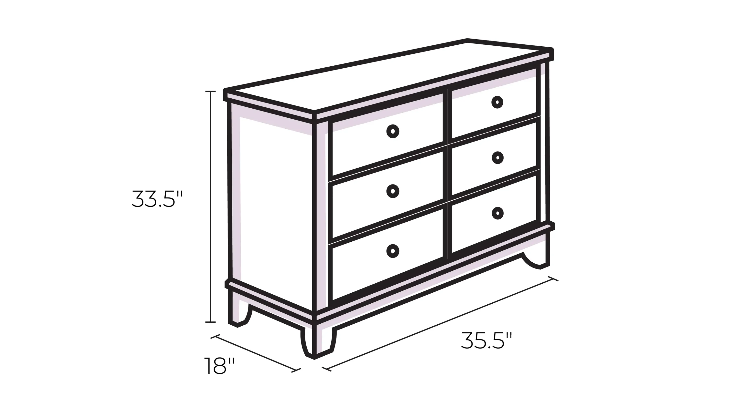 Novogratz Harper 3-Drawer Storage Dresser Organizer, White