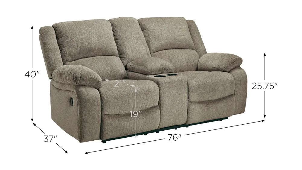 Molven Reclining Console Loveseat Dimensions