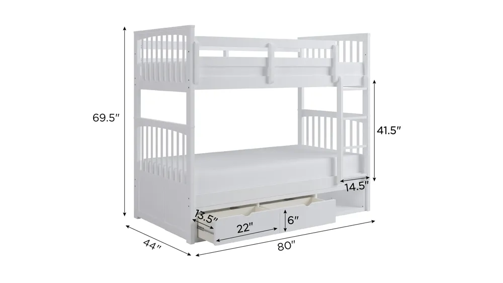 Apollo Bunk Bed with Storage Dimensions
