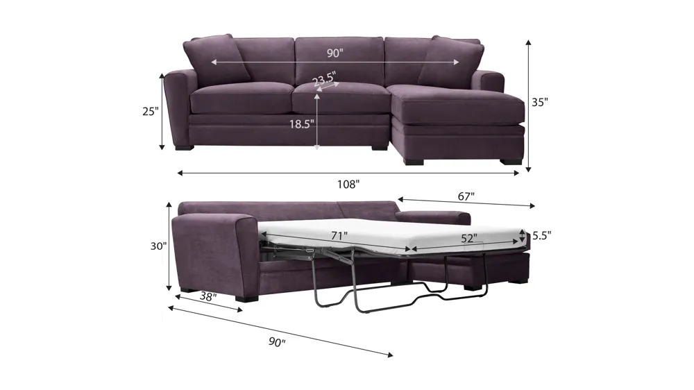 Artemis II 2-pc. Sectional w/ Full Sleeper Dimensions