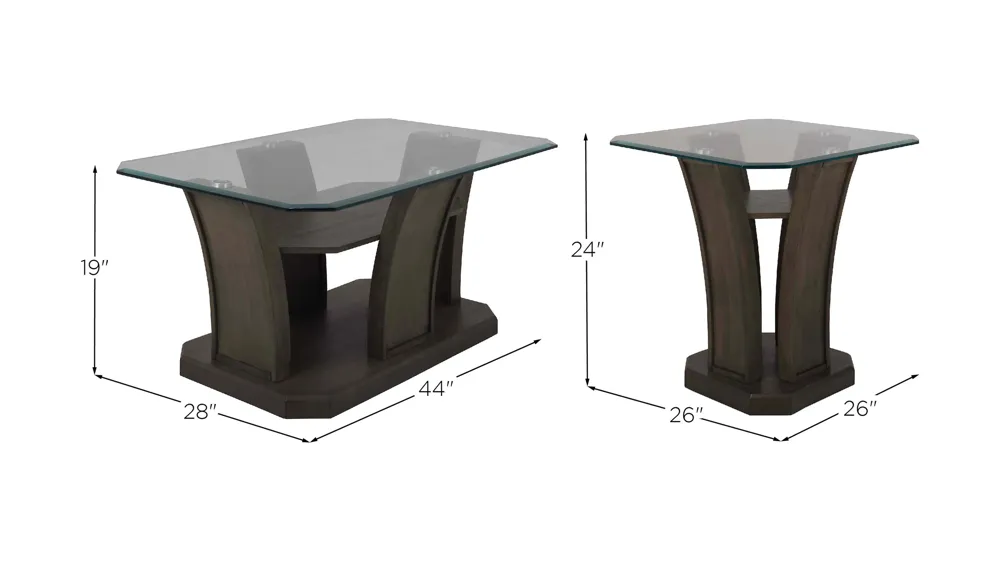 Tanny 3-pc. Occasional Tables Dimensions