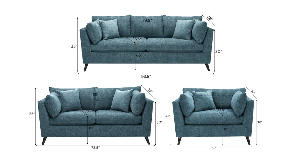 Caruso Living Room Set Dimensions