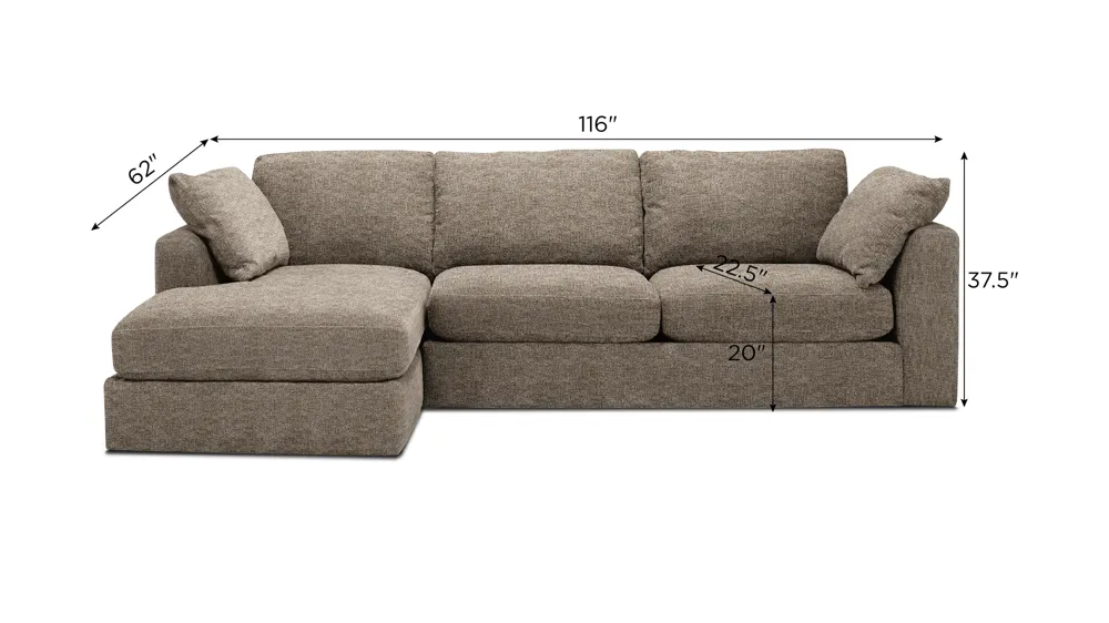 Nappily 2-pc. Sectional Dimensions