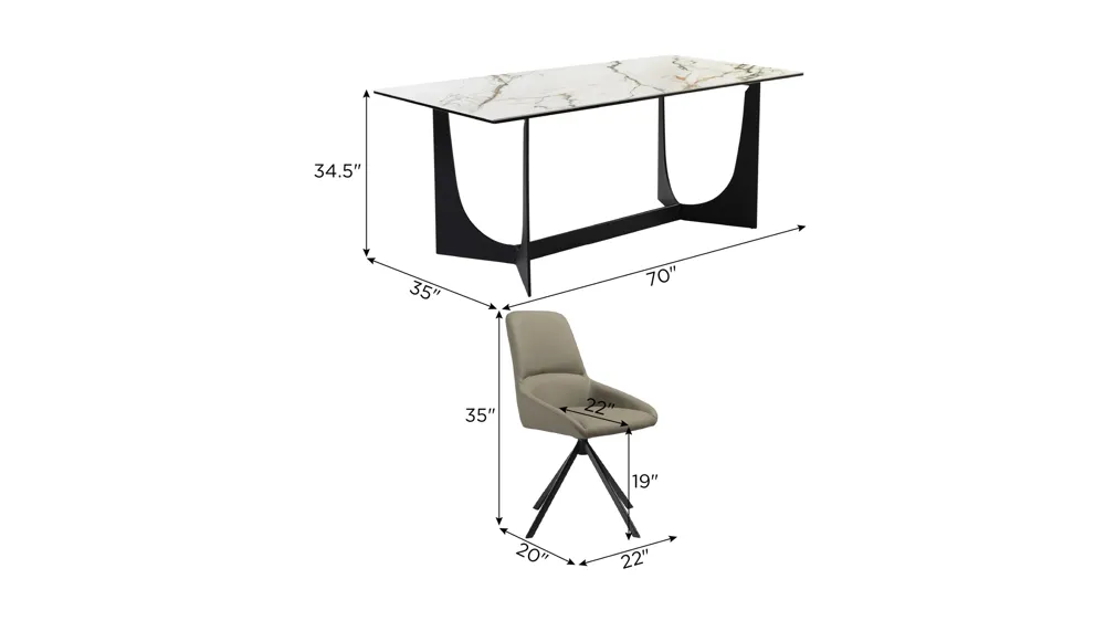 Esme Maverick 5-pc. Dining Set Dimensions