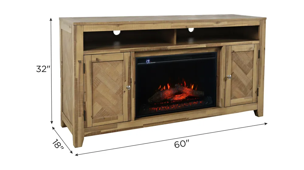 Fairview TV Stand w/ Electric Fireplace Dimensions
