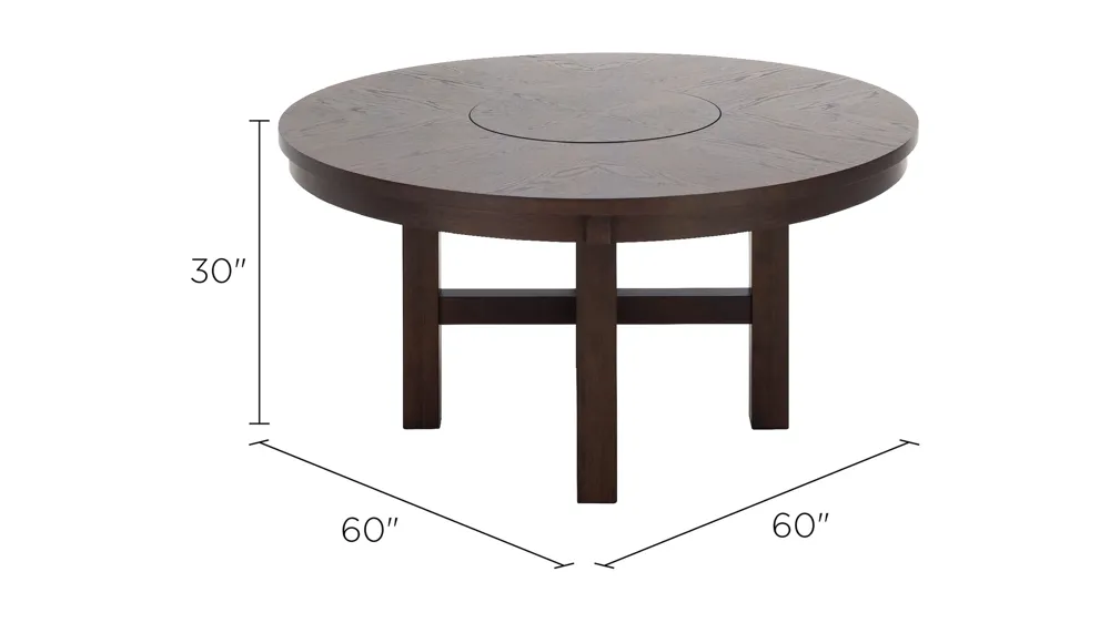 Ormond Table with 24" Lazy Susan Dimensions
