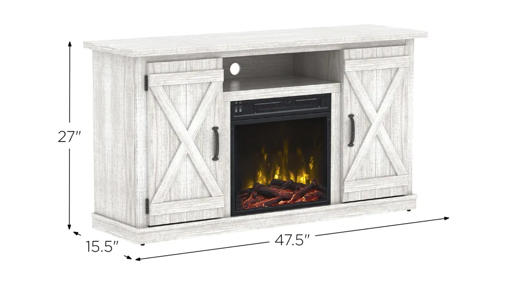 Cottonwood TV Console with Electric Fireplace Dimensions