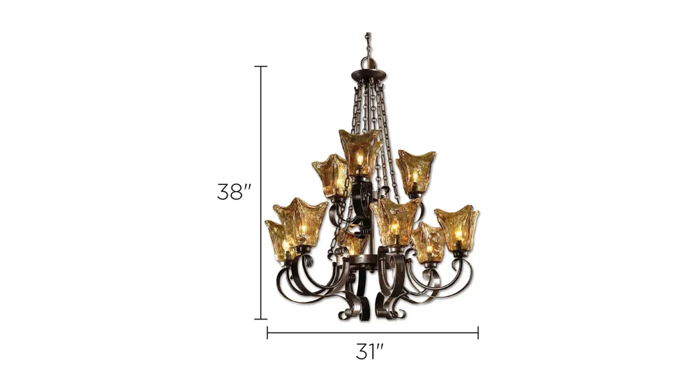 Vetraio Nine-Light Chandelier Dimensions