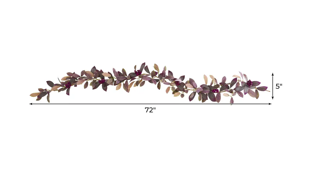 6ft. Fall Laurel Leaf with Berries Artificial Garland (Set of 2) Dimensions