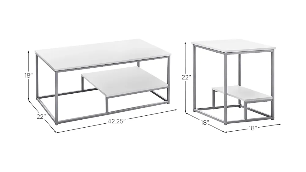 Monarch Specialties 3-pc. Table Set Dimensions
