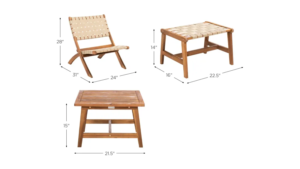 Shea 5-pc. Patio Set Dimensions