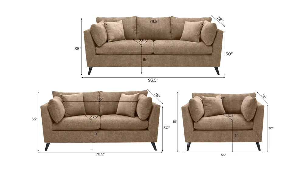 Caruso Living Room Set Dimensions