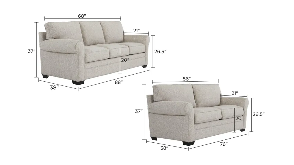 Wellsley Living Room Set Dimensions