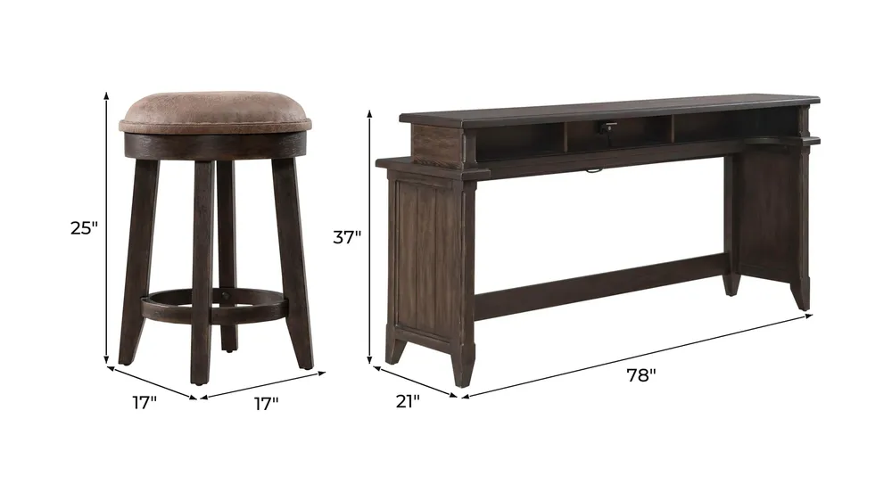 Paradise Valley 4 Piece Set Dimensions